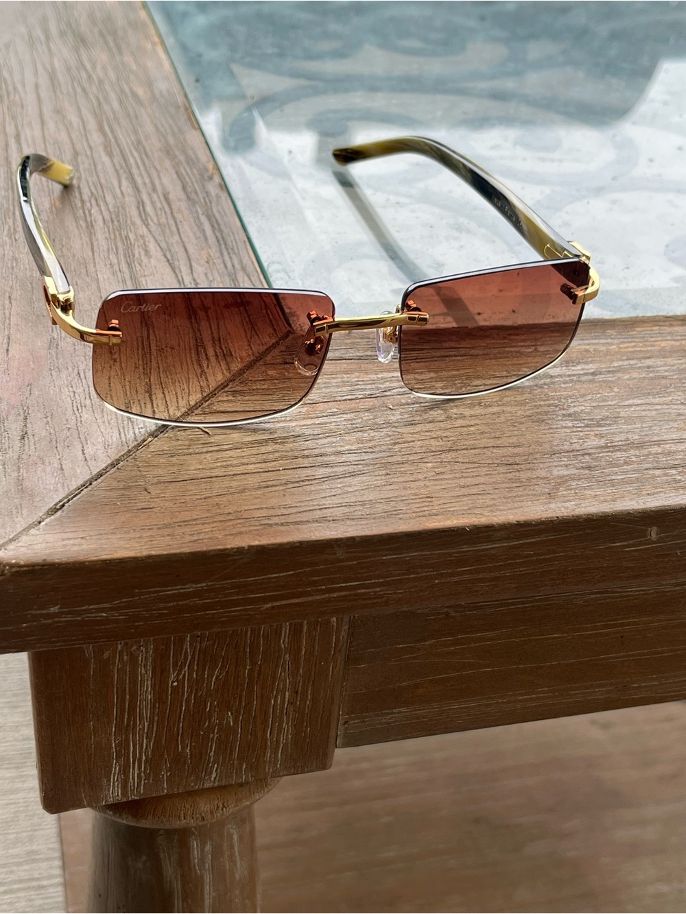 Cartier brown lenses unisex sunglasses white frame